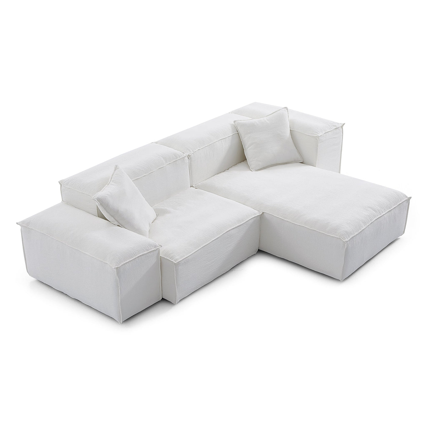Freedom Modular Gray Sectional Sofa-White-106.3″-Low & High