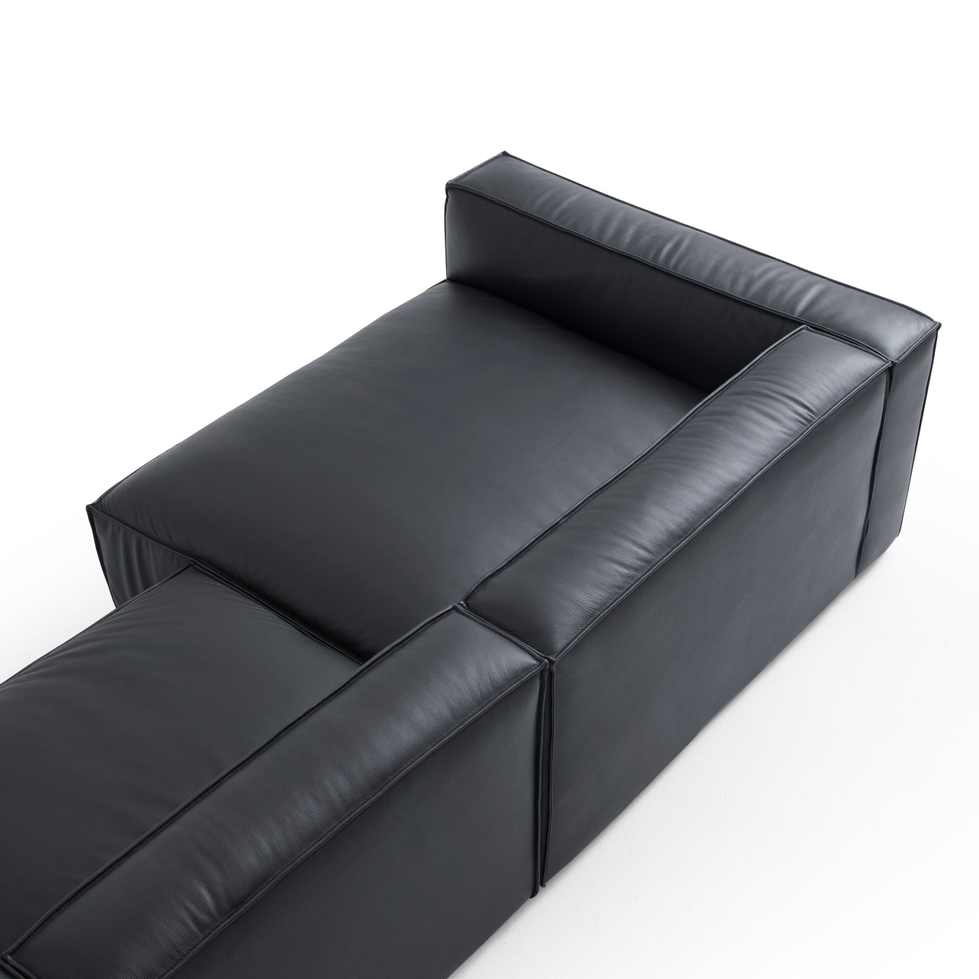 Luxury Minimalist Black Leather U Shaped Sectional Sofa-Black