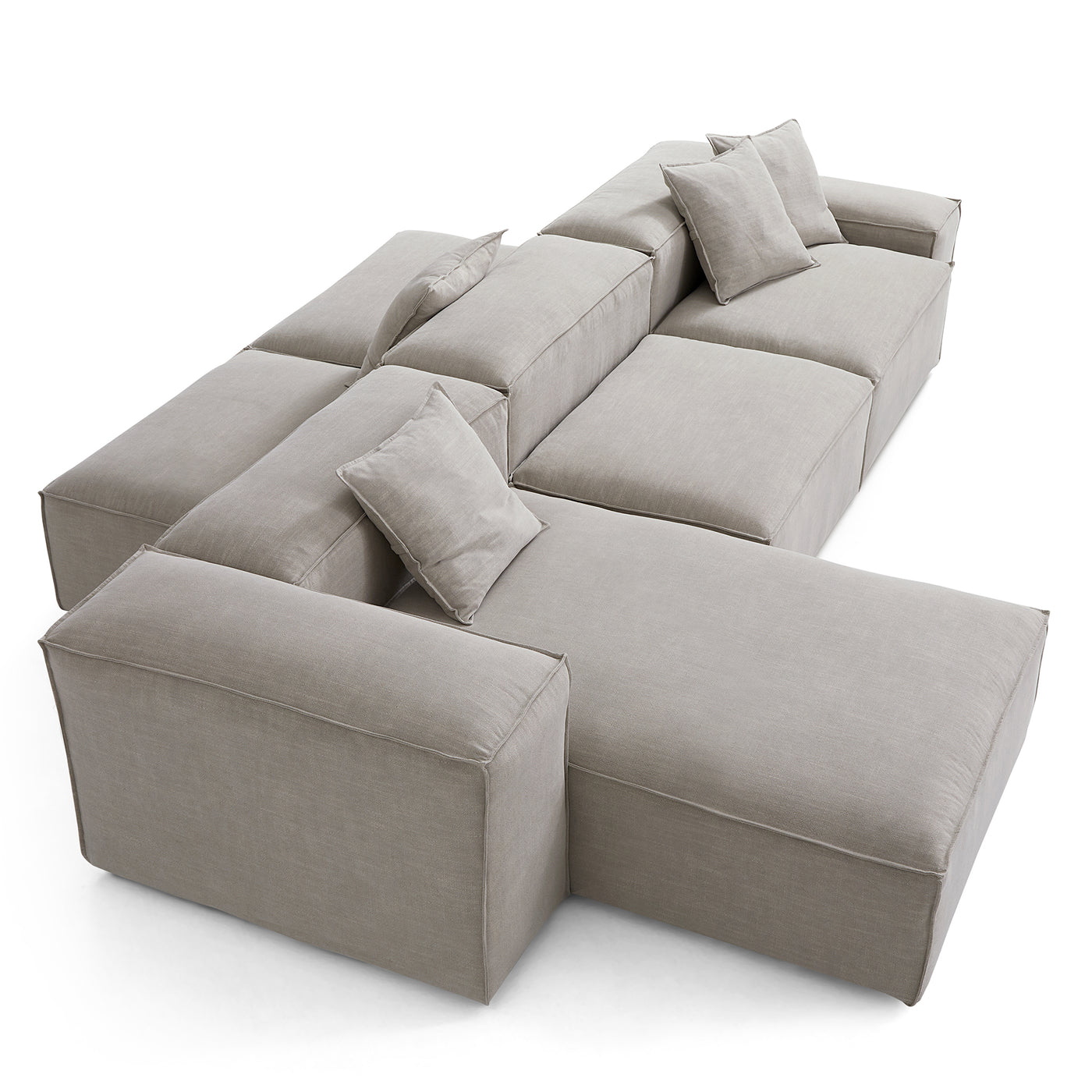 Freedom Modular New Gray Double Sided Sectional Sofa-Sand-143.7"-Low & High