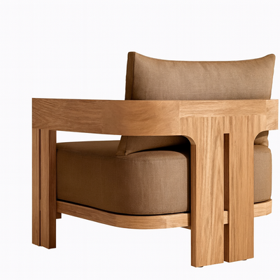 Camryn Outdoor Chat Set With Cushions, Teak/Coffee