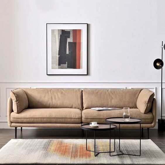 Luxury Minimalist Brown Fabric Daybed Sofa