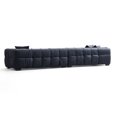 Boba Black Leathaire Sofa and Ottoman-Black-141.7″