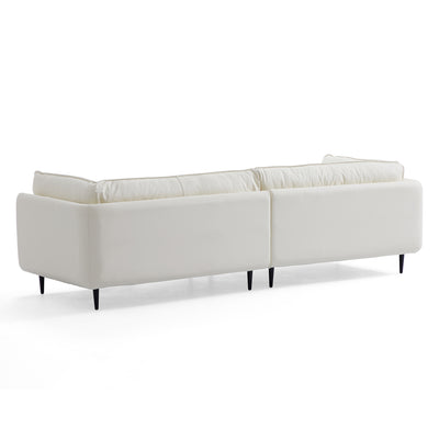 Vanilla White Leather Sofa-White-107.1″