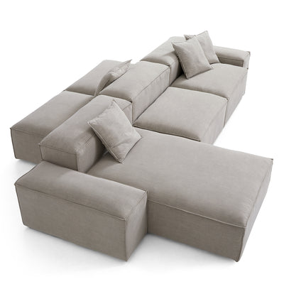 Freedom Modular New Gray Double Sided Sectional Sofa-Sand-143.7"-Low