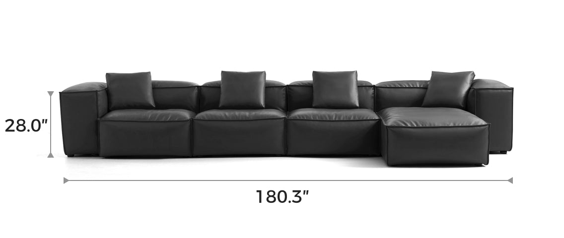 Flex Modular Black Genuine Leather Sectional