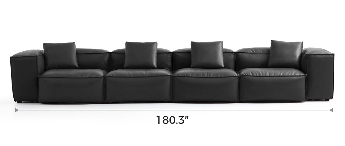 Flex Modular Black Genuine Leather Sofa