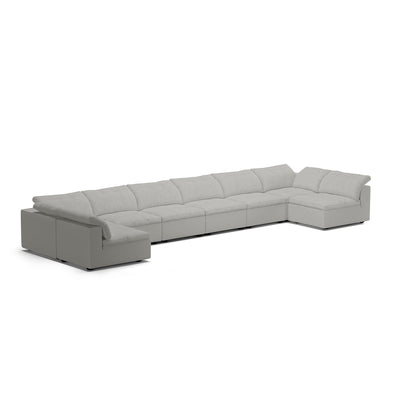 Tender Wabi Sabi Sand U Shaped Sectional with Open Ends-Gray-240.2"