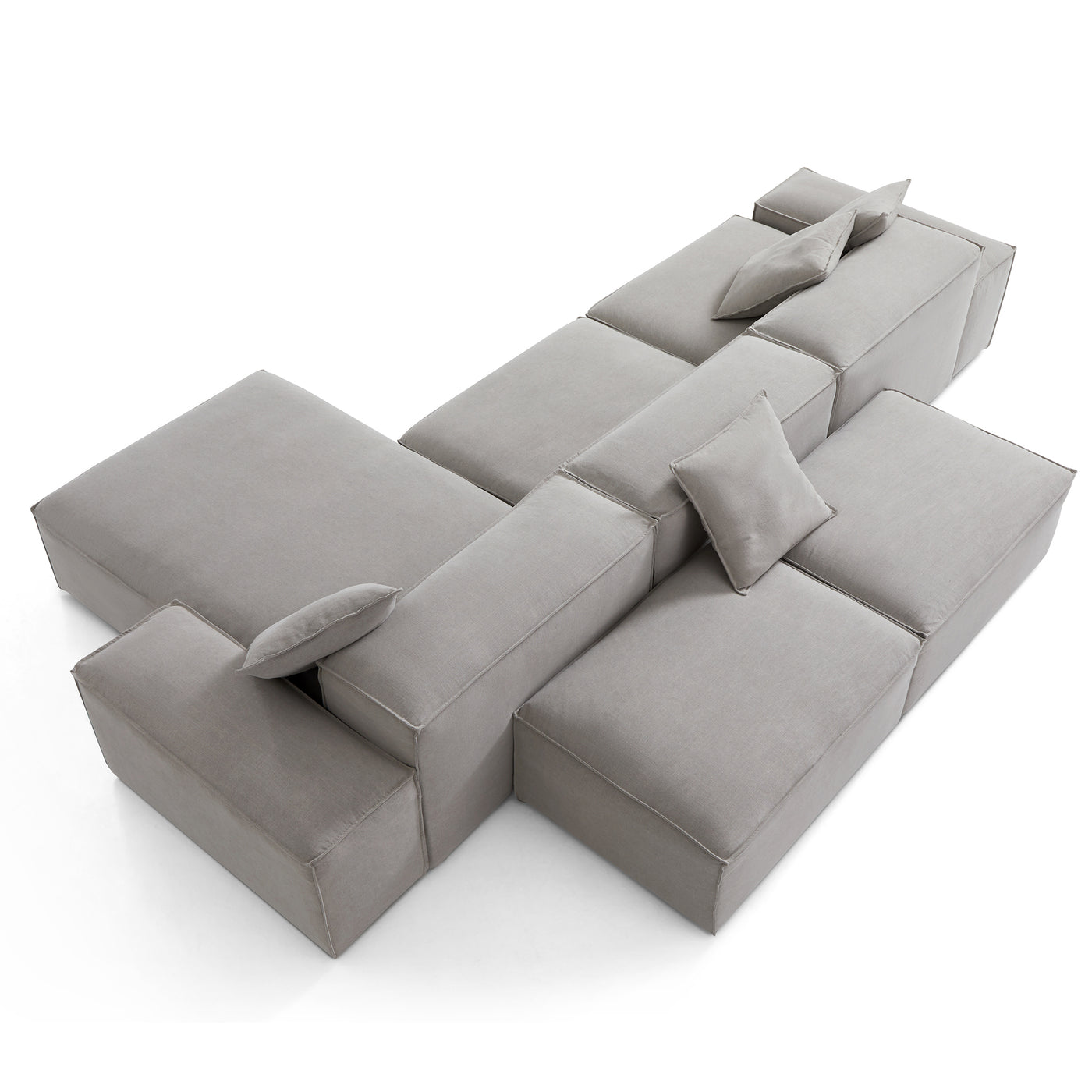 Freedom Modular Double Sided Sectional Sofa-New Gray-143.7"-Low & High