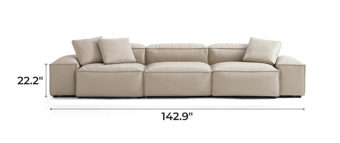 Flex Modular Beige Genuine Leather Sofa