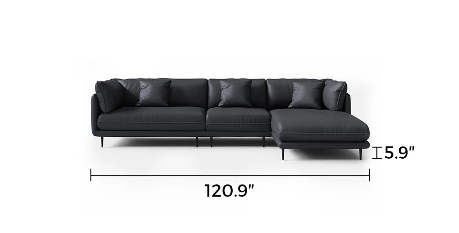 Vanilla Black Genuine Leather Sectional