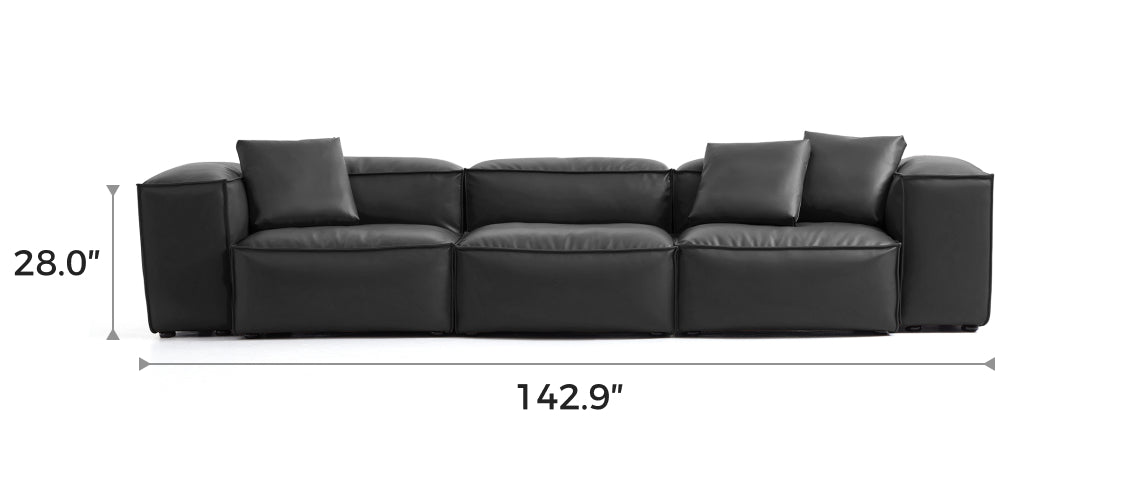 Flex Modular Black Genuine Leather Sofa