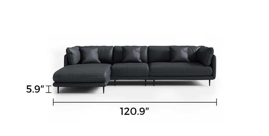 Vanilla Black Genuine Leather Sectional
