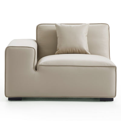 Domus Modular Khaki Leather Sectional Sofa-Beige