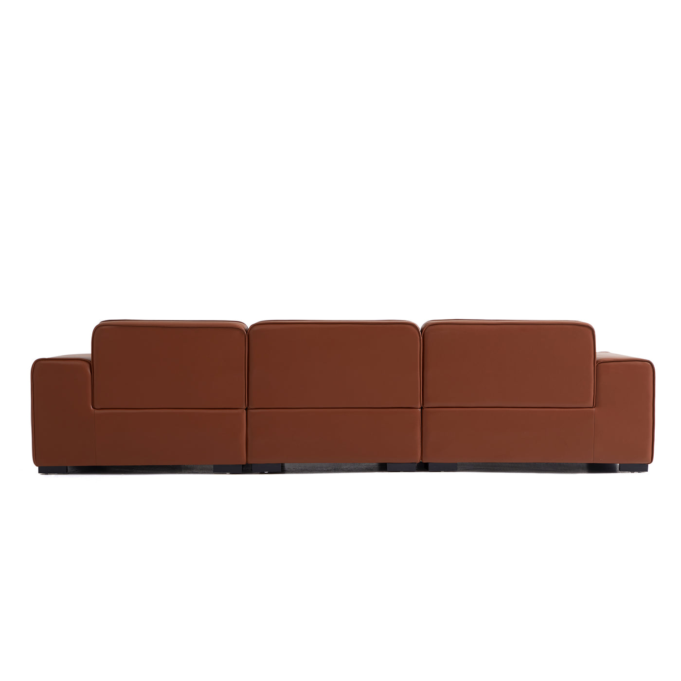 Domus Modular Brown Leather Sectional Sofa-Brown