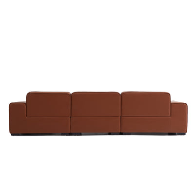 Domus Modular Brown Leather Sectional Sofa-Brown