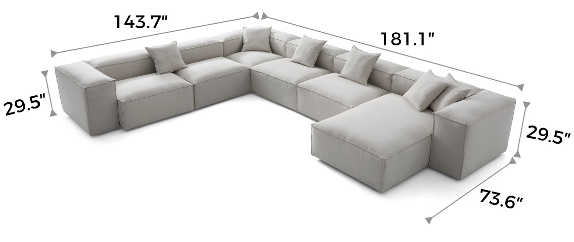 Freedom Modular Gray U-Shaped Sectional Sofa