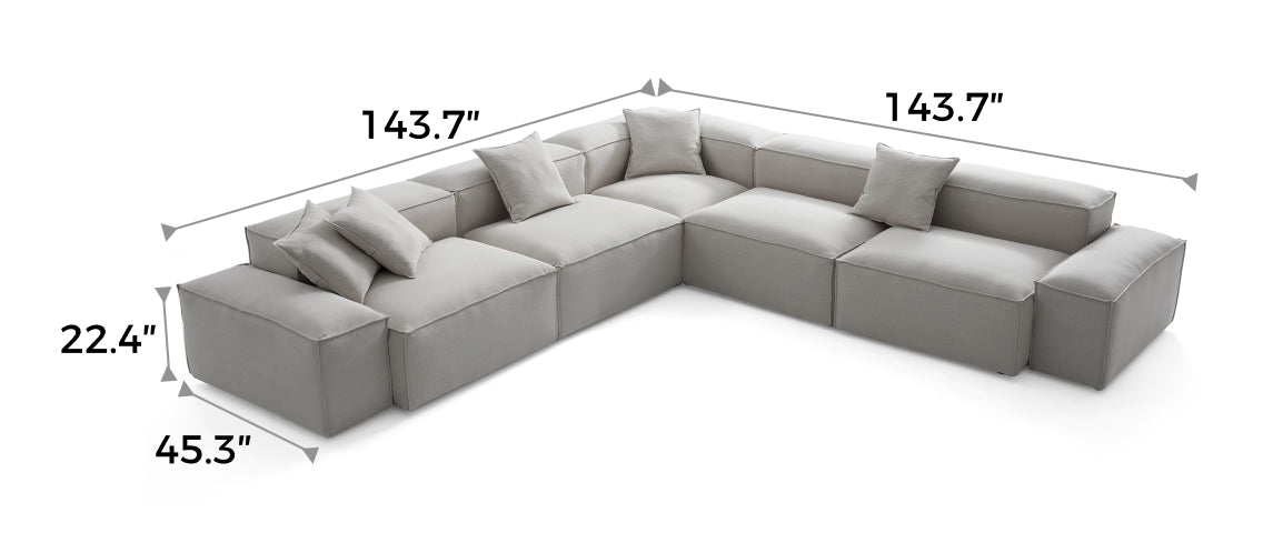 Freedom Modular Gray Corner Sectional Sofa