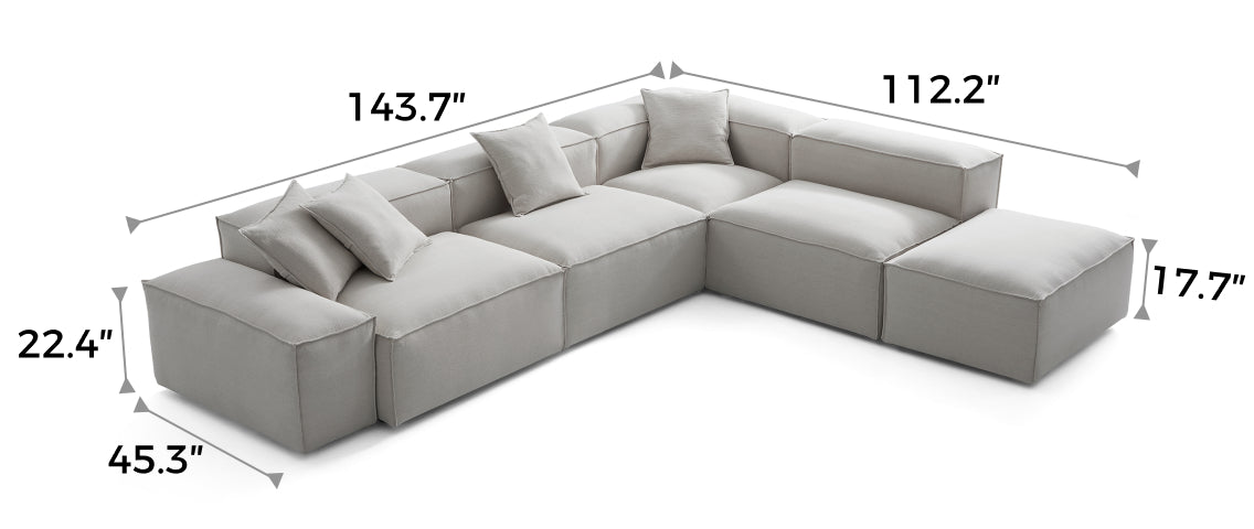 Freedom Modular Gray L-Shaped Sectional and Ottoman