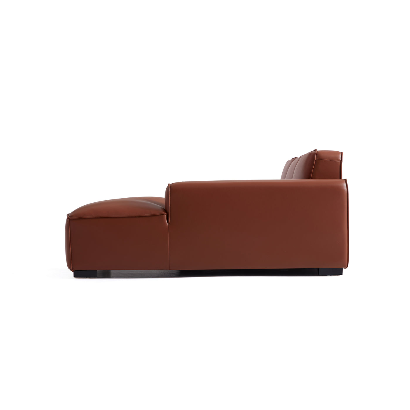 Domus Modular Brown Leather Sectional Sofa-Brown