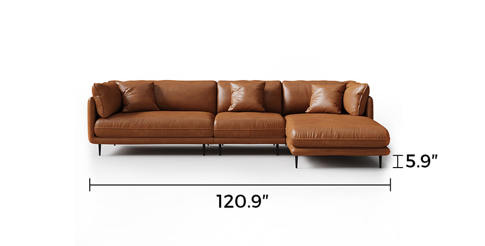 Vanilla Black Genuine Leather Sectional