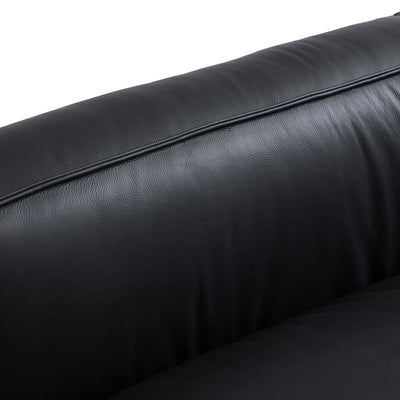 Luxury Minimalist Dark Brown Leather Sofa and Ottoman-Black