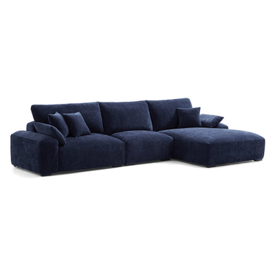 The Empress Navy Blue Sectional-Navy Blue-133.9"-Facing Right