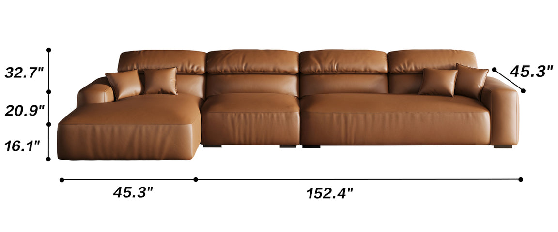 Chestnut Tan Leather Sectional