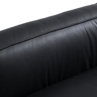 Luxury Minimalist Leather Black Sofa and Ottoman-Black