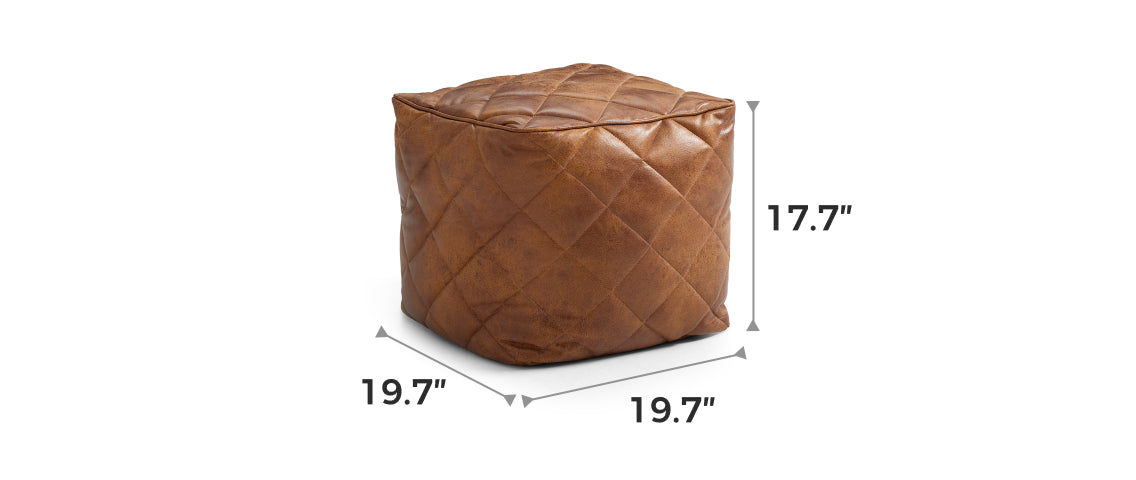 Brody Brown Leathaire Square Pouf