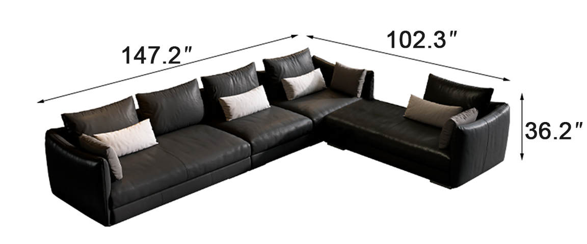 Lennox Plush Leather Sectional With Side Table