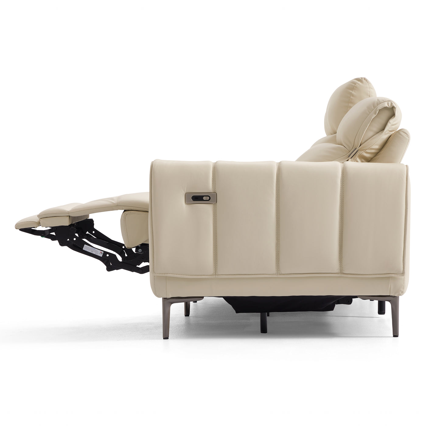 Louis Beige Leather Power Recliner Sleeper Sofa-Beige