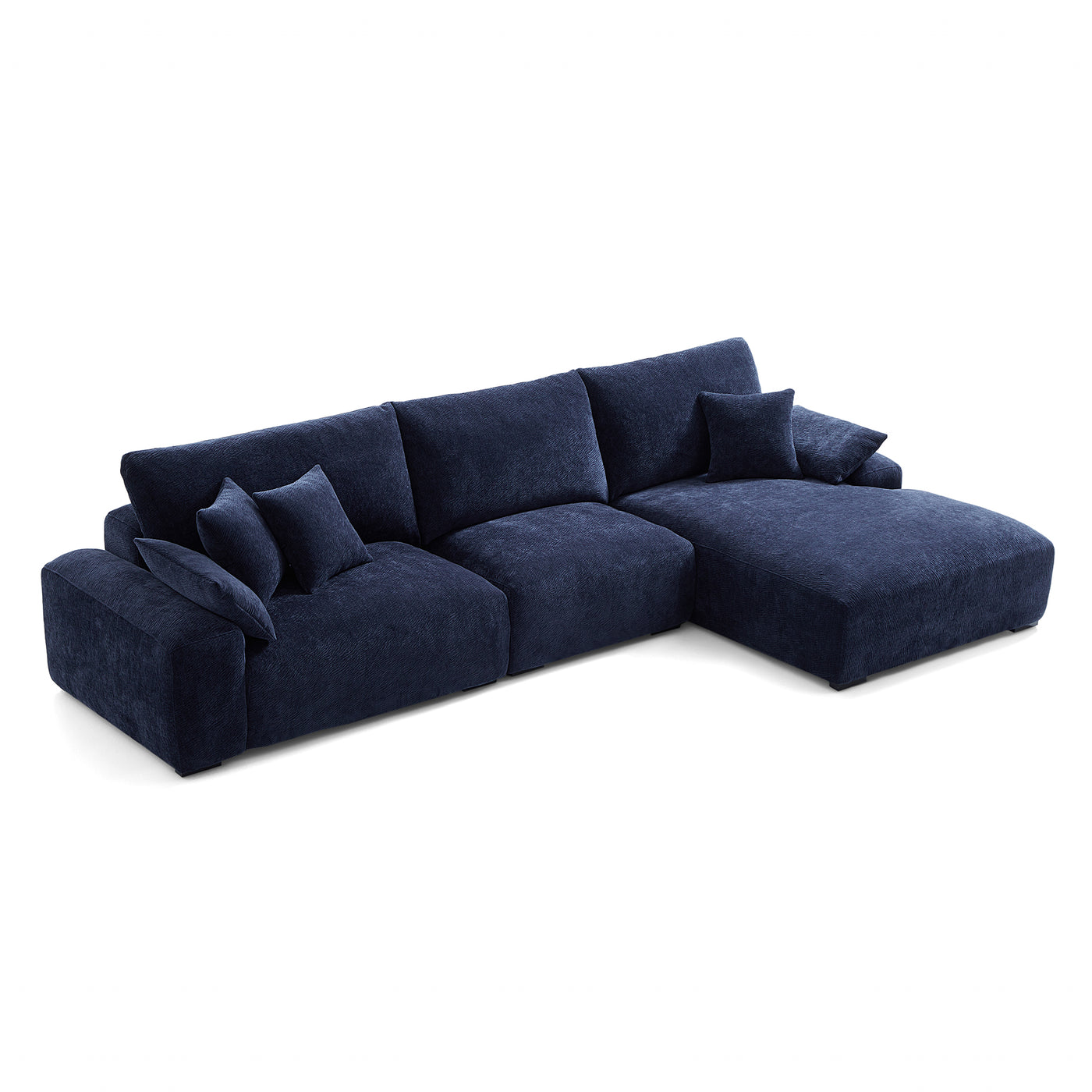 The Empress Navy Blue Sectional-Navy Blue-133.9"-Facing Right