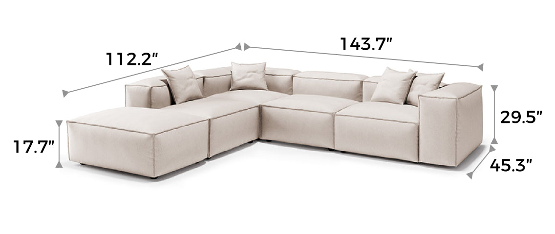 Freedom Modular Khaki L-Shaped Sectional and Ottoman