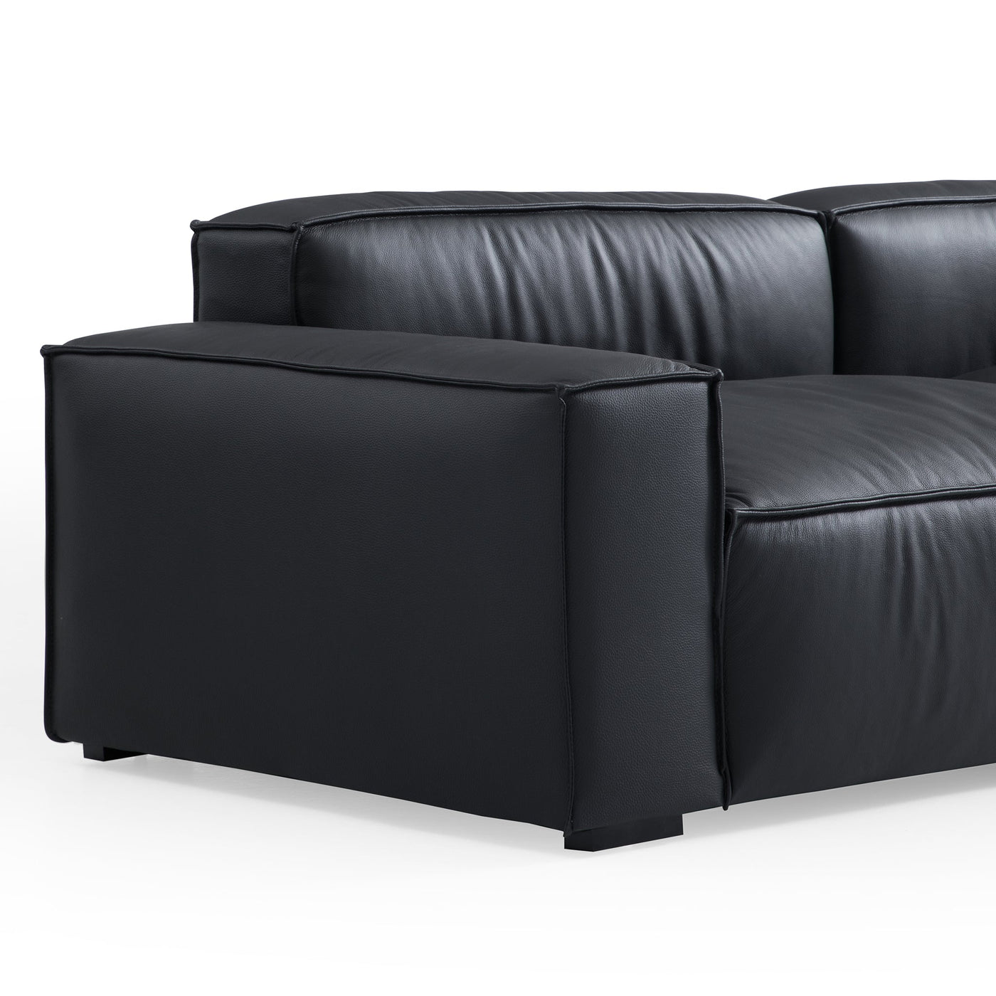 Luxury Minimalist Black Leather Sofa-Black