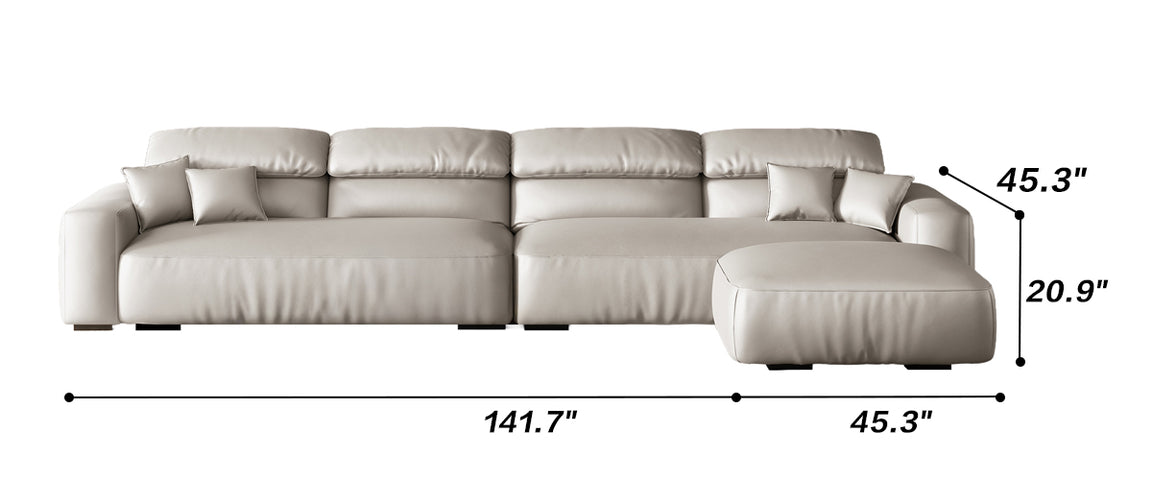 Chestnut Tan Leather Sofa and Ottoman