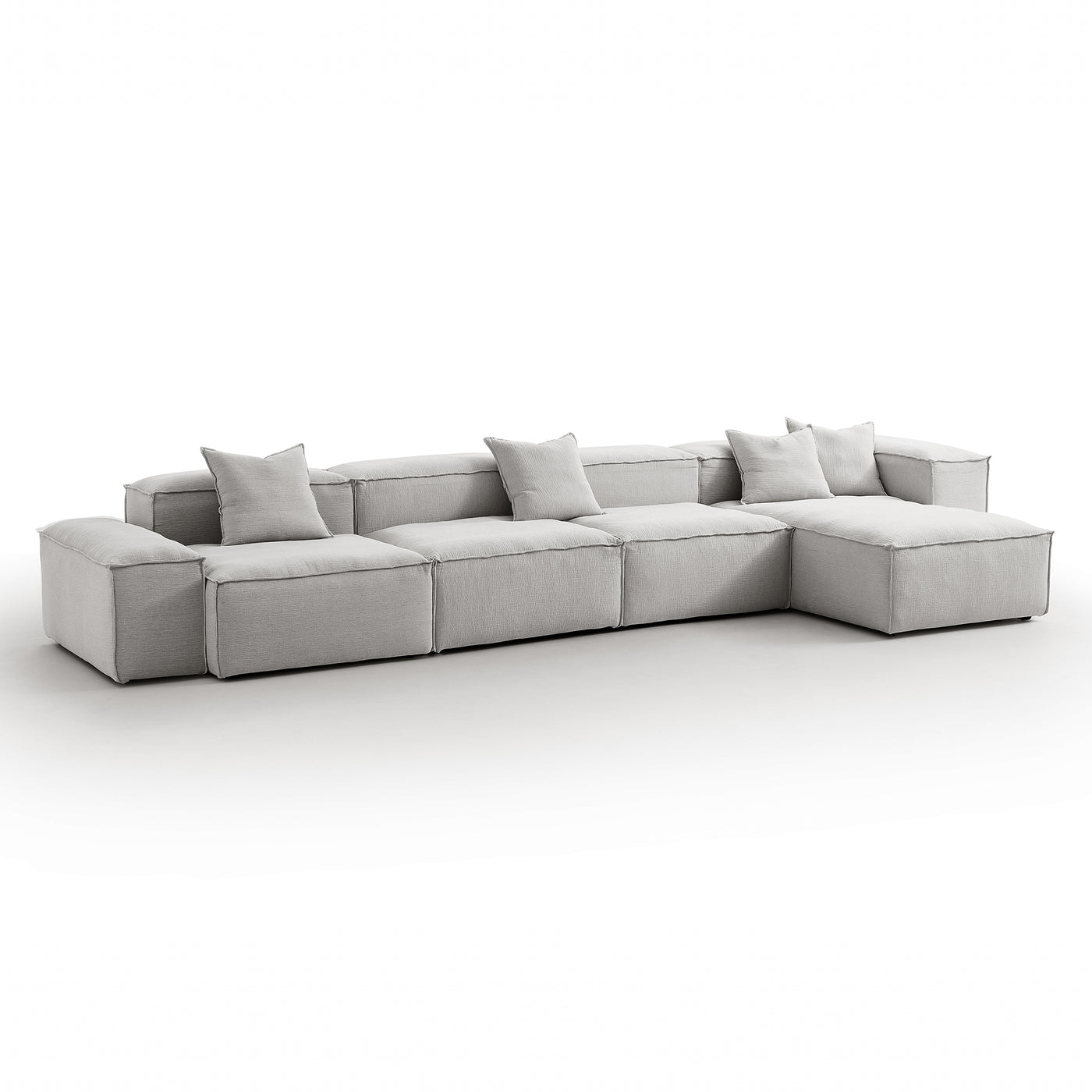 Freedom Modular White Sectional Sofa-Gray-Low & High-181.1″