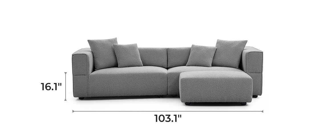 Nordic Modern Creamy Sofa with Ottoman