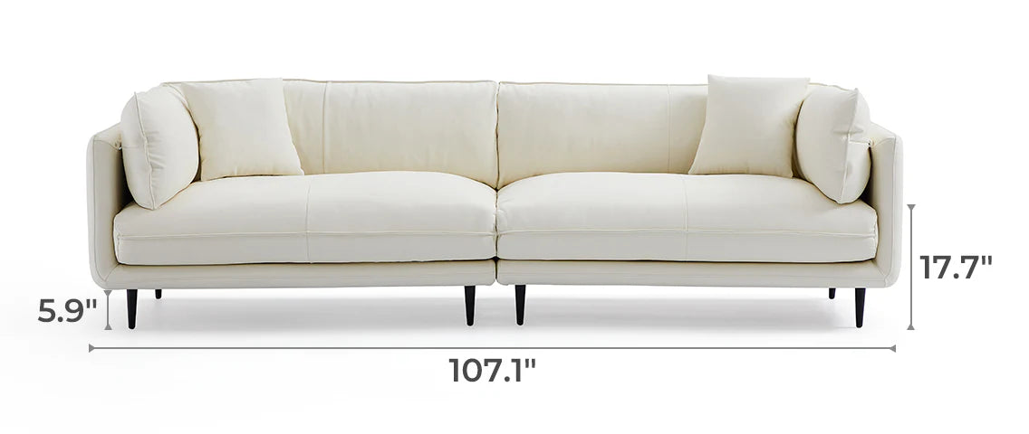 Vanilla Brown Genuine Leather Sofa