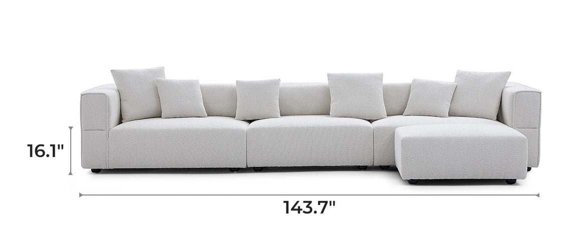 Nordic Modern Creamy Sofa with Ottoman