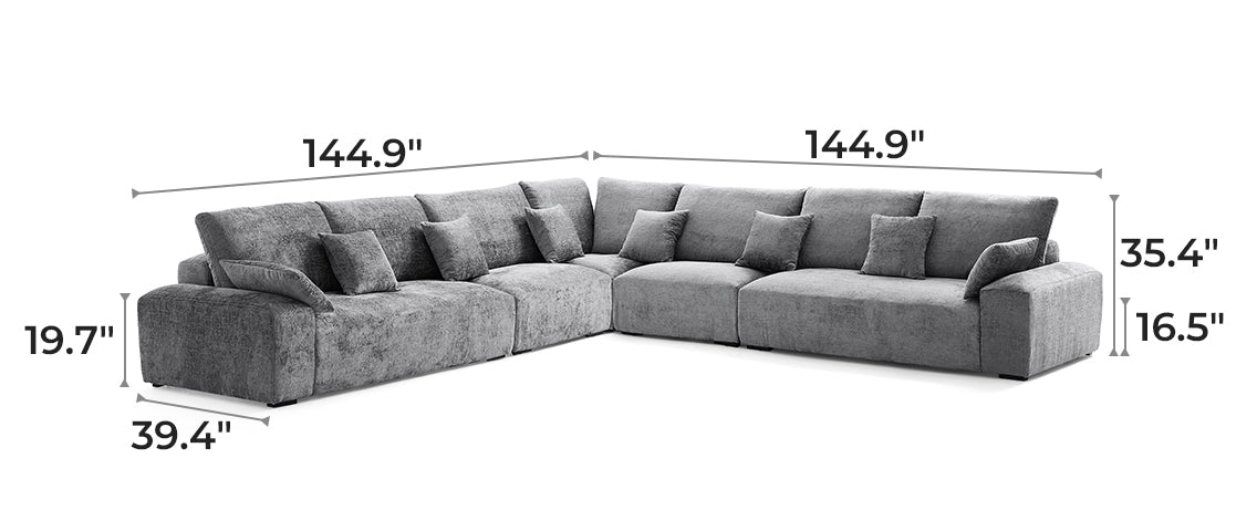 The Empress Gray Corner Sectional Sofa