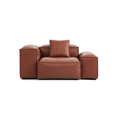 Flex Modular Brown Genuine Leather Armchair-Brown-68.1"-Low & High