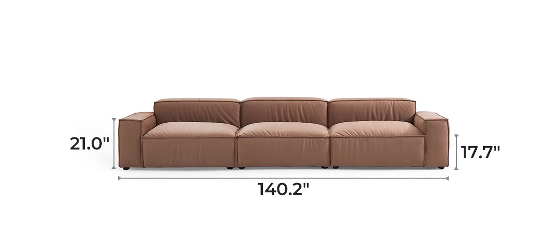 Luxury Minimalist Brown Fabric Sofa