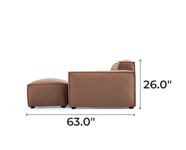 Luxury Minimalist Brown Fabric Sectional and Ottoman