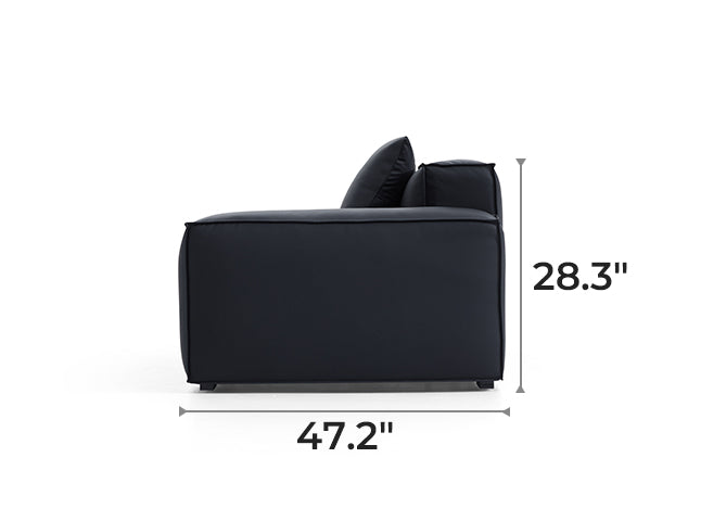 Geometry Minimalist Black Leather Sofa