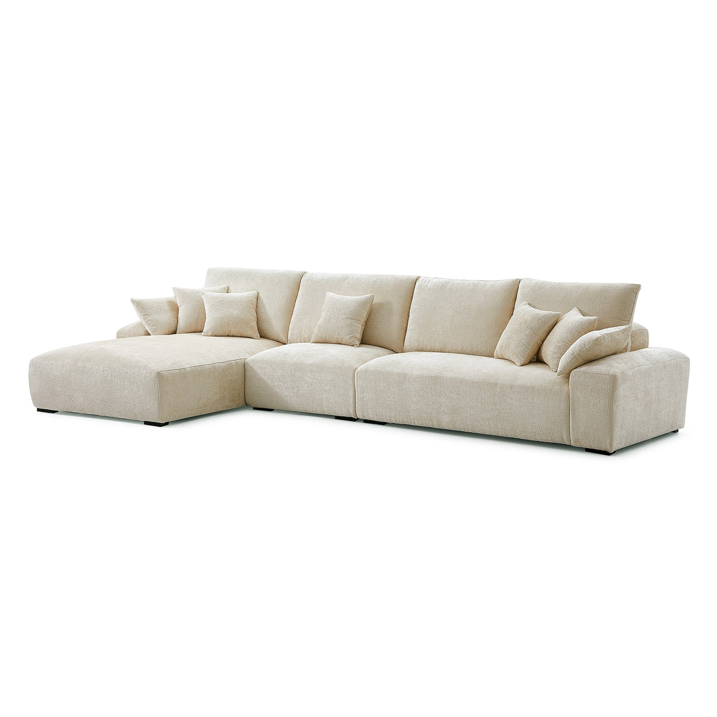 The Empress Gray Sectional-Beige-150.8"-Facing Left