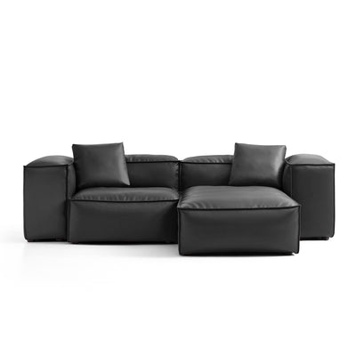 Flex Modular Black Genuine Leather Sectional-Black-105.5"-High