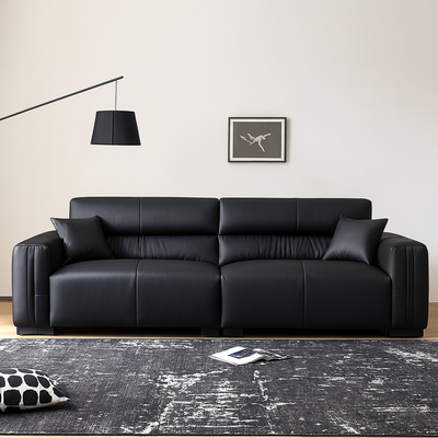 Noir Luxe Black Genuine Leather Sofa