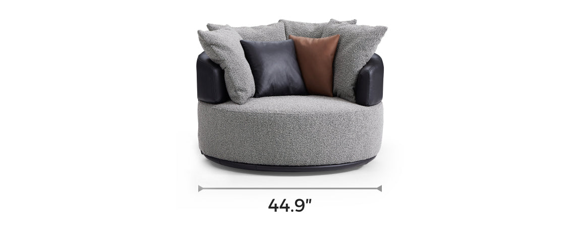 Luna Swivel Light Gray Boucle Fabric Lounge Chair