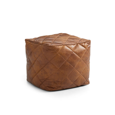 Brody Brown Leathaire Square Pouf-hidden