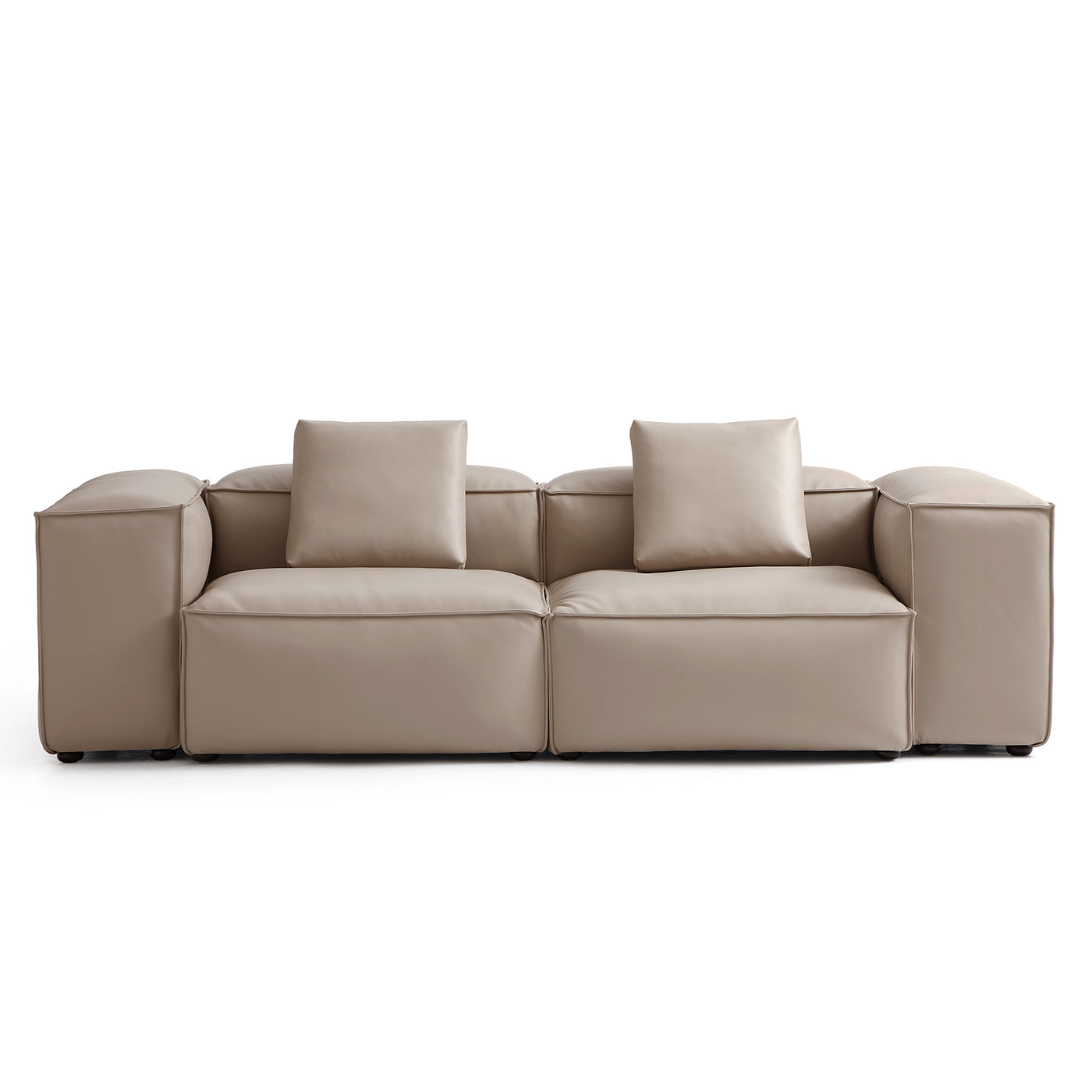 Flex Modular Khaki Genuine Leather Sofa-Khaki-105.5"-High